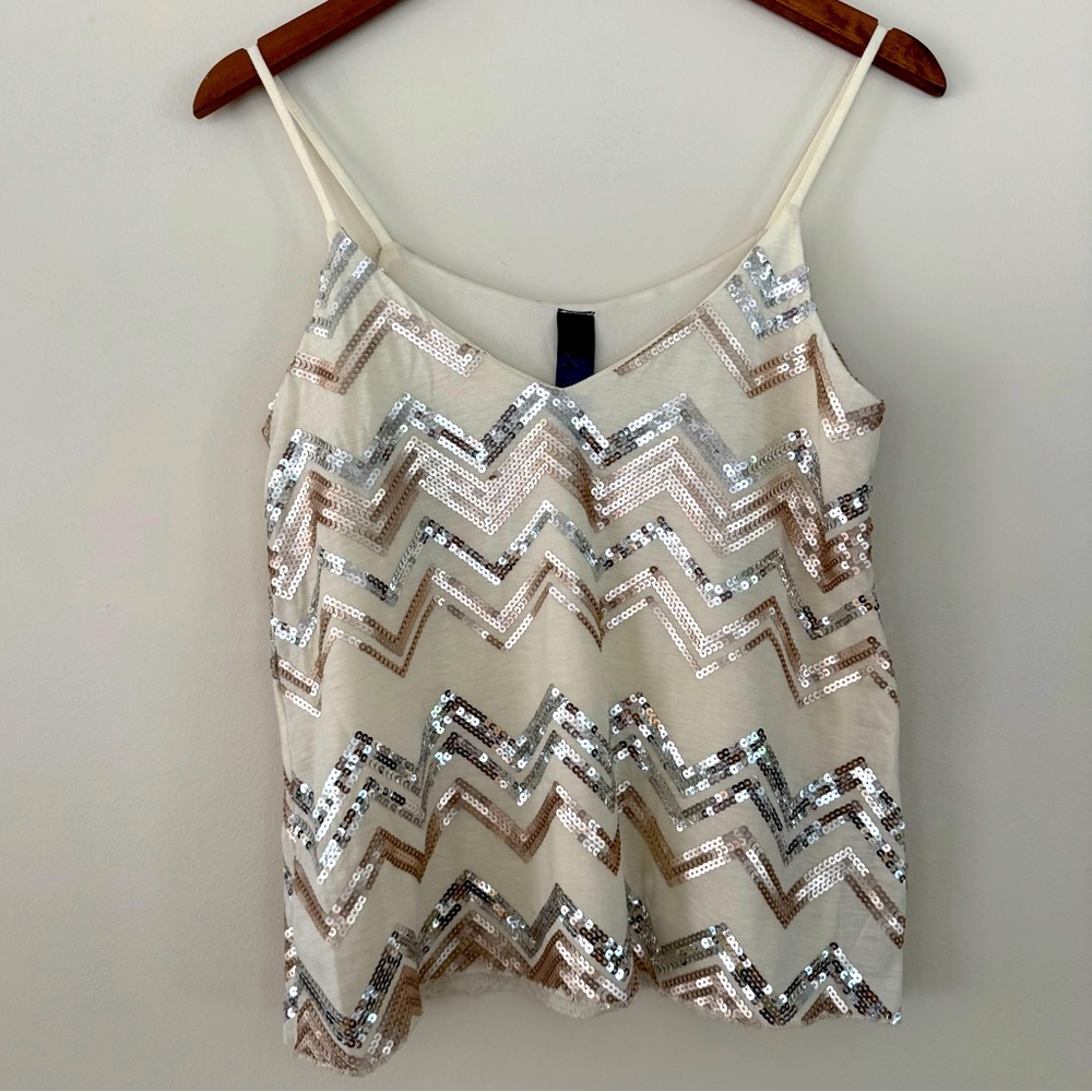 Sequined Chevron Flowy Tank